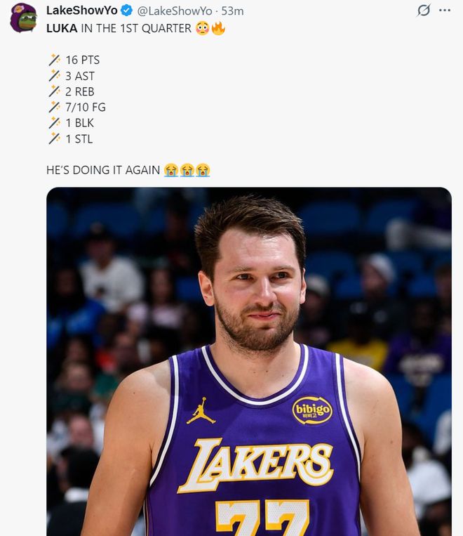 东契奇下半场低迷难阻湖人连胜 肯纳德绝杀助其